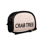 Cargar imagen en el visor de la galería, Bolsa de Mano Sintética Negra y Beige mostrando nombre Crabtree vista frontal.
